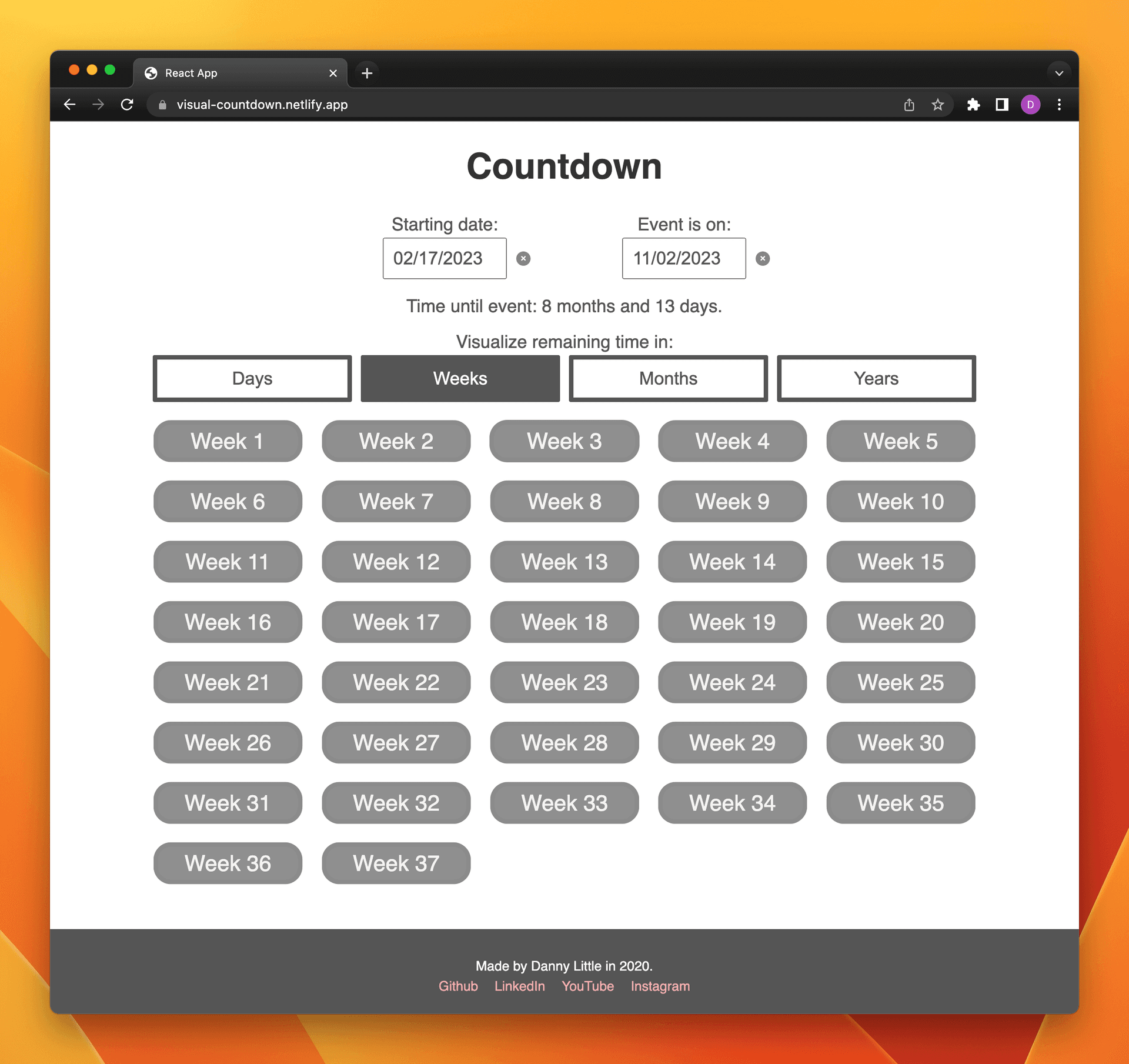 image of visual countdown web app